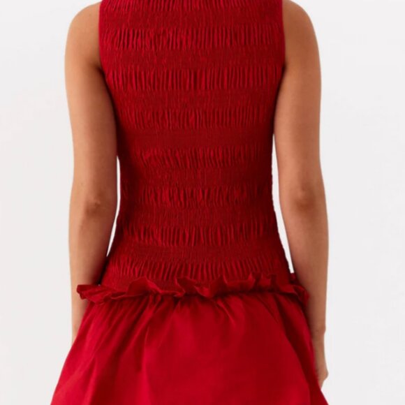 Peppermayo Exclusive - Garden Kisses Shirred Mini Dress Red - Picture 3 of 5